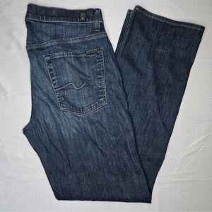7 For All Mankind Austyn Mens Relaxed Straight Leg Jeans Dark Wash Size 34x32